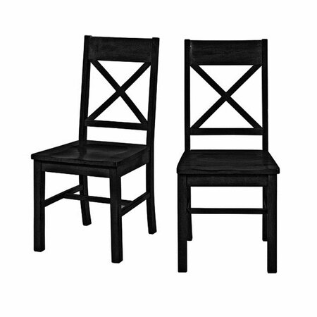 WALKER EDISON FURNITURE Solid Wood Black Dining Chairs, 2PK CHW2BL